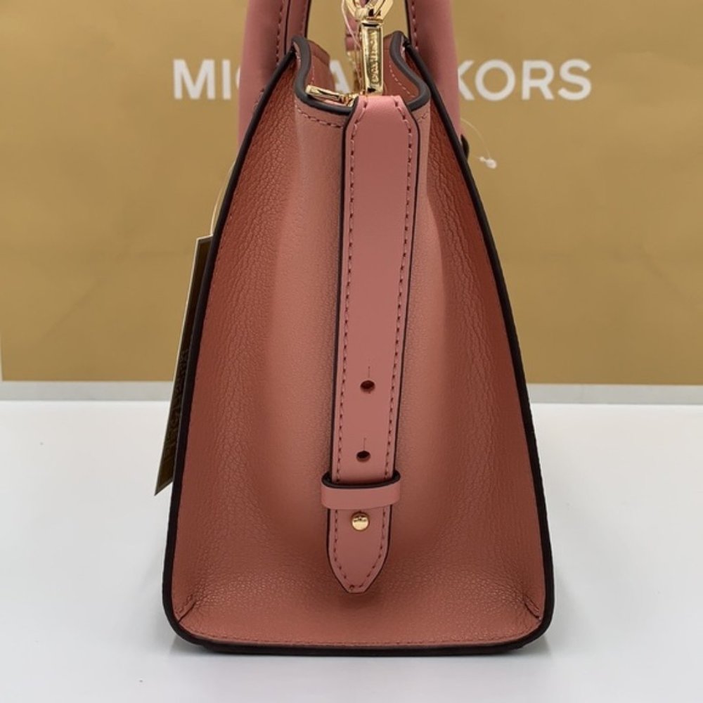 Michael Kors Avril Small Logo Top-Zip Satchel Sunset Rose - Picture 14 of 16